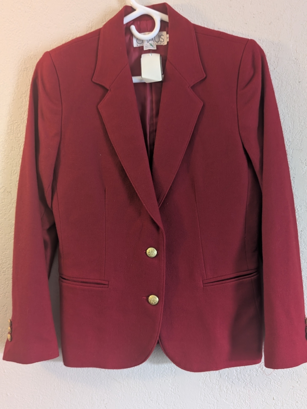 Chaus Burgundy Blazer with Gold-Tone Buttons